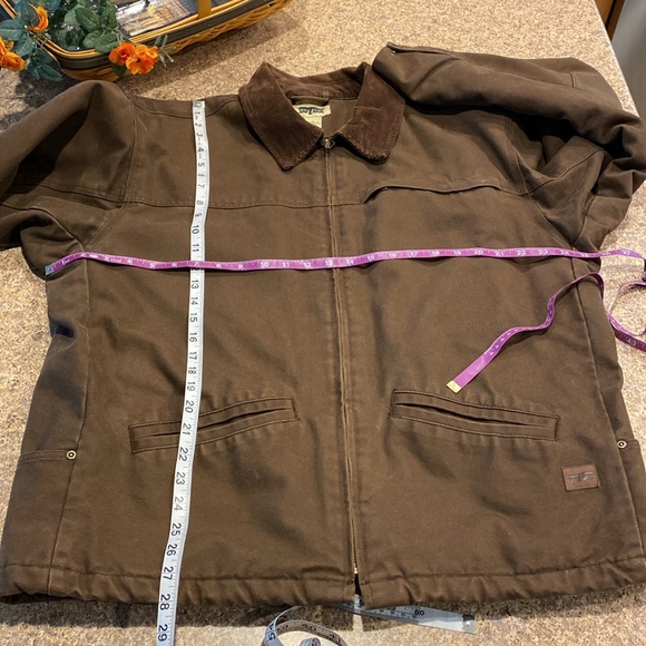 SAFTBAK Brown Fleece Lined Canvas Zip Work Coat Jacket Large Workwear / Utility - Picture 5 of 17